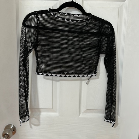 Shein Checkered Print Mesh Top - Picture 1 of 1